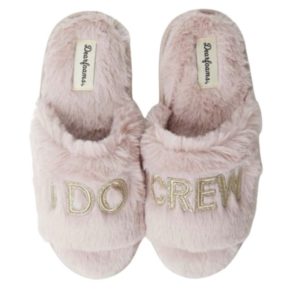 Dearfoams I Do Crew Slide Slipper bridal slippers with supersoft memory foam